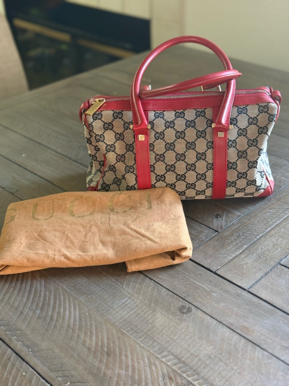 Authentic Gucci Boston Bag canvas & leather  EUC - Picture 2 of 13